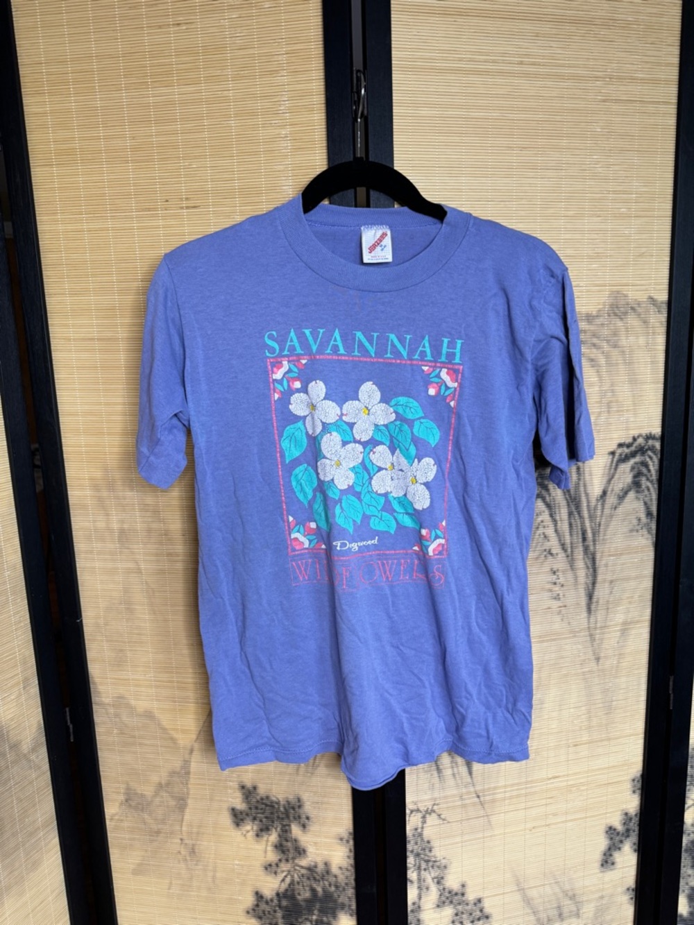 Jerzees Purple Savannah Floral Graphic Tee